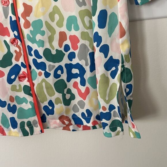 Summersalt The Cloud 9 Silky Button Front Multi Cheetah Leopard Shirt Top XS - Picture 5 of 8